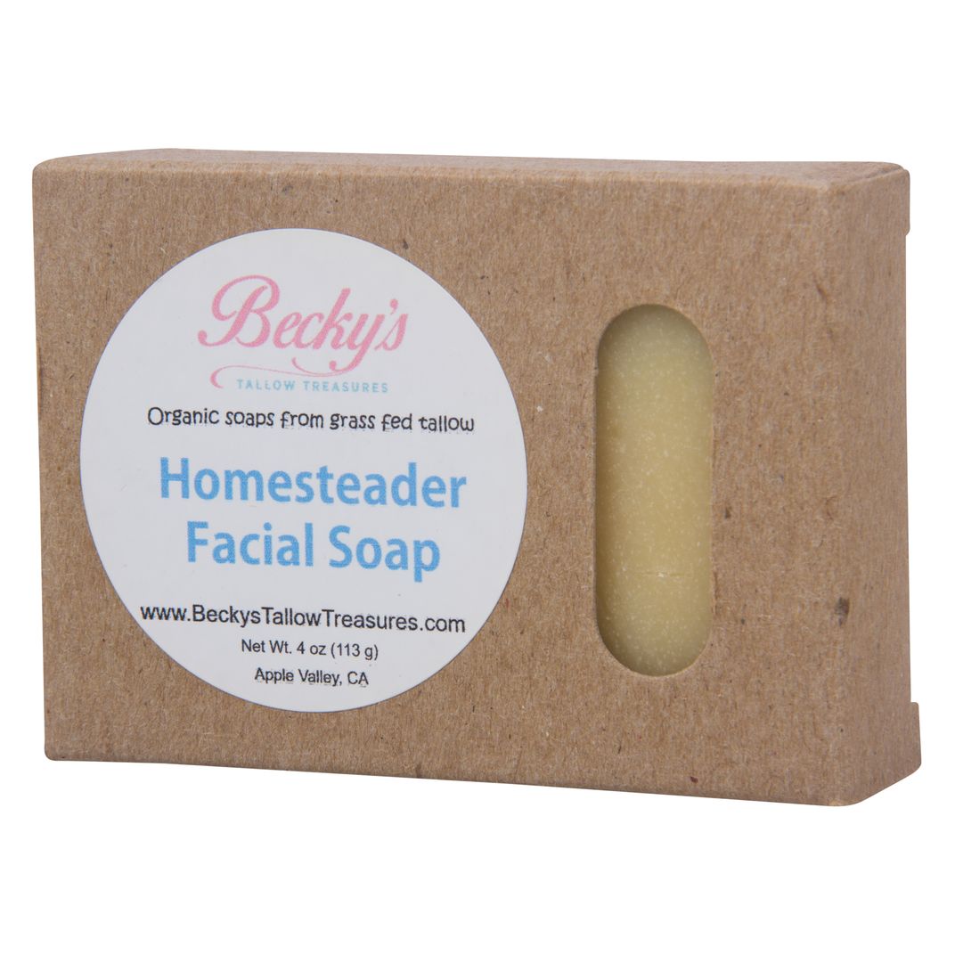 Becky's Tallow Treasures Facial Soap, GrassFed Tallow, Homesteader