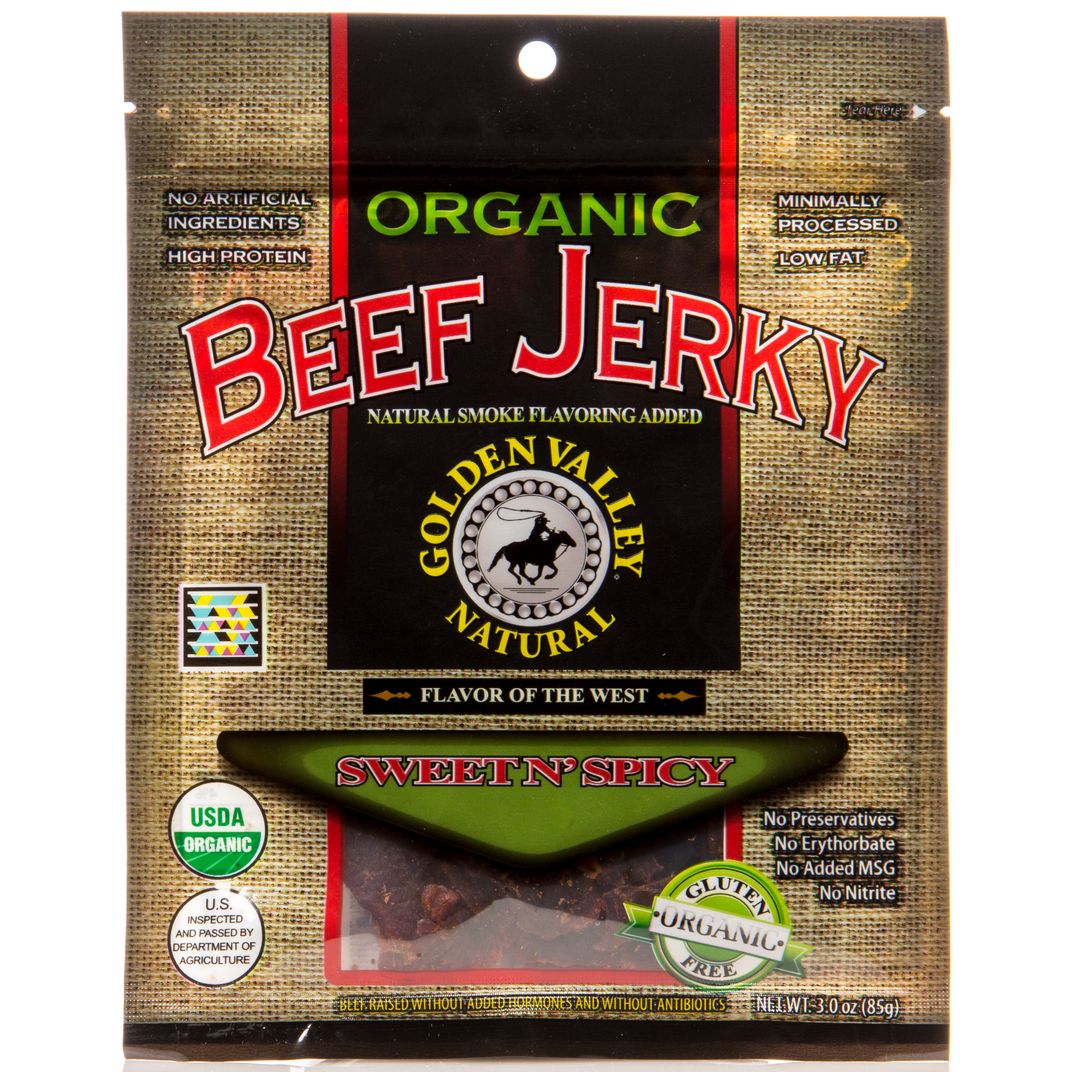 Golden Valley Natural Beef Jerky, Sweet N' Spicy, Organic Azure