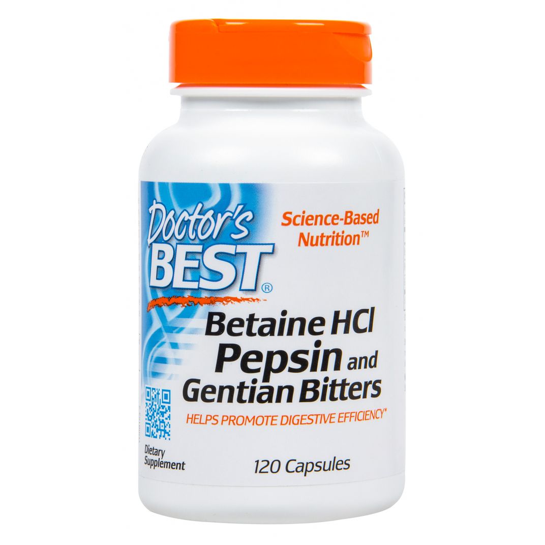 doctor's best betaine hcl pepsin & gentian bitters 120 capsules