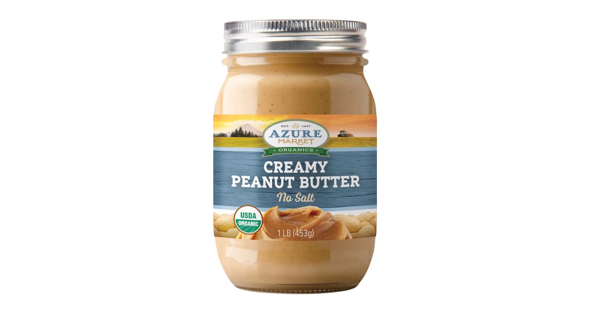 Azure Market Organics Peanut Butter, Creamy, No Salt, Organic Azure