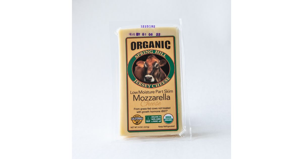 Spring Hill Jersey Cheese Mozzarella Cheese, Part Skim, Organic