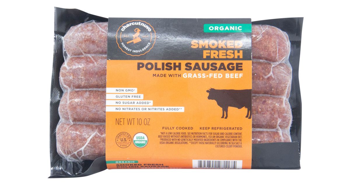 Charcutnuvo Polish Sausage, Smoked Fresh Beef, Organic Azure Standard