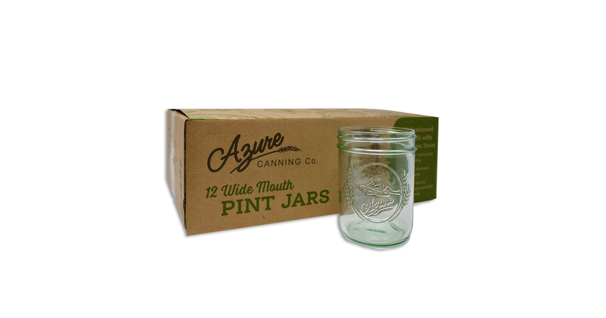 Azure Canning Co. Canning Jars, Pint, Wide Mouth (JARS ONLY, no
