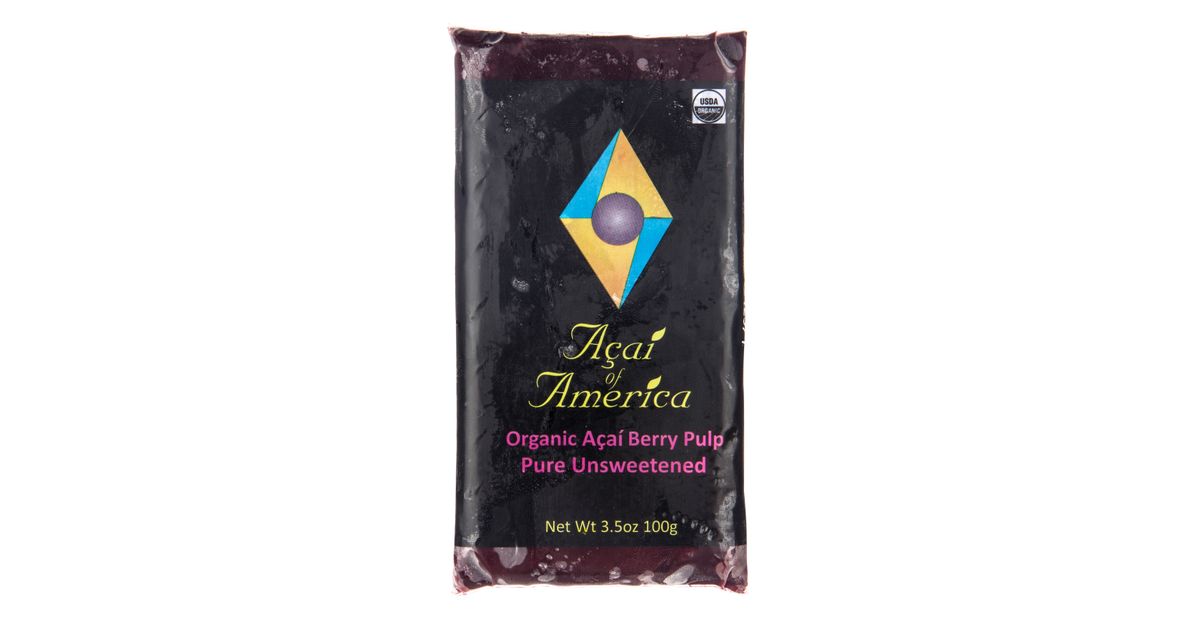 Acai of America Acai Berry Pulp, Unsweetened, Frozen, Organic Azure