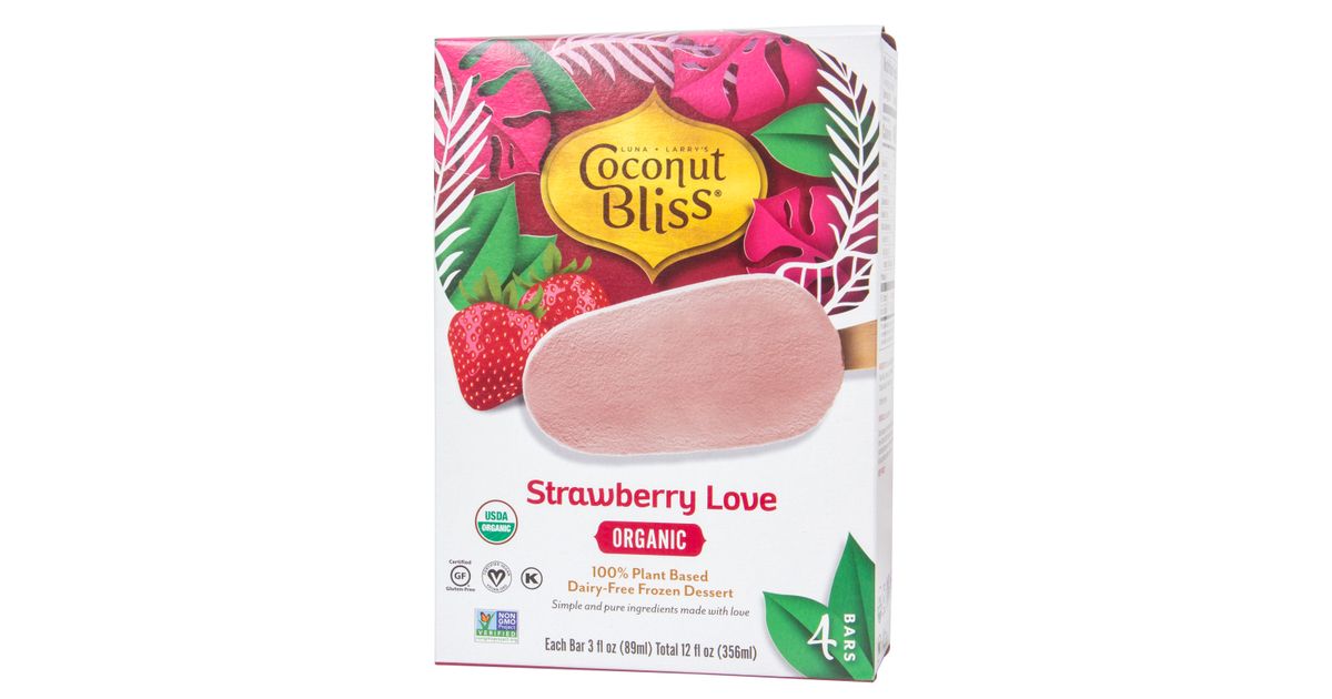 Cosmic Bliss Coconut Ice Cream, Strawberry Love, Novelty Bar, Frozen