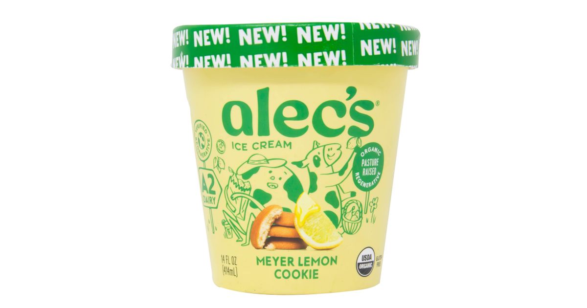 Alec's Ice Cream Ice Cream, Meyer Lemon Cookie, A2, Organic