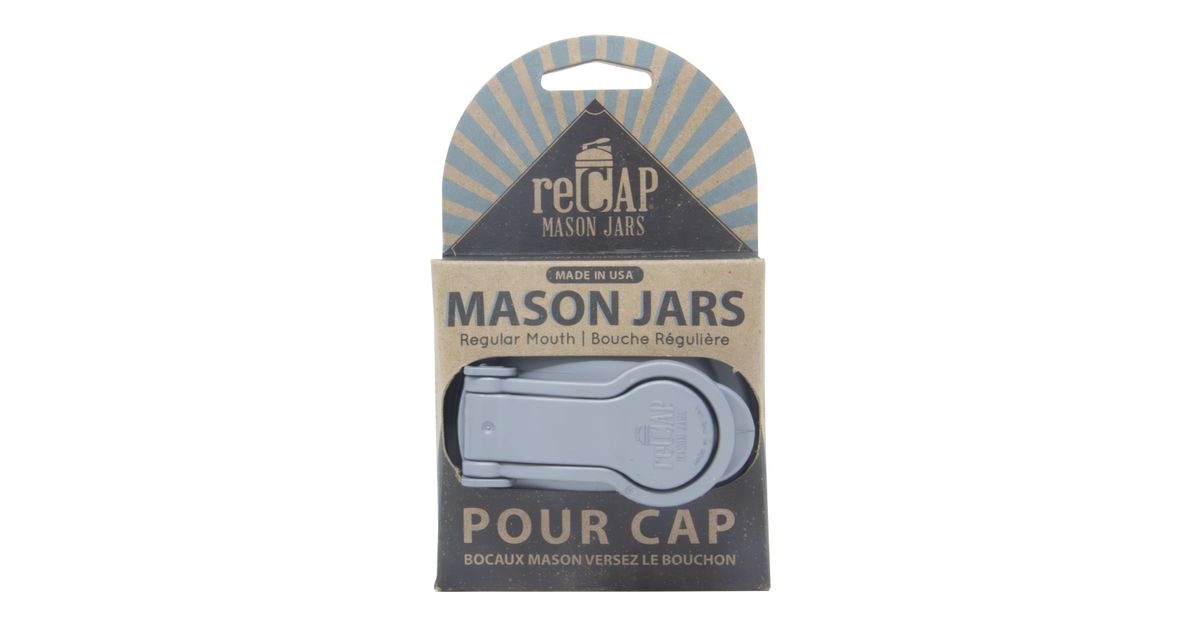 reCAP Mason Jar Pour CarryLoop Lid, Regular Mouth, Silver Azure Standard