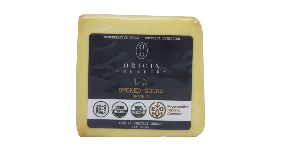 Origin Creamery A2 Smoked Gouda Cheese Block, Organic Azure Standard