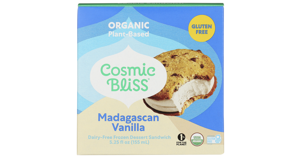 Cosmic Bliss Coconut Vanilla Ice Cream Sandwich, Cookie, GF