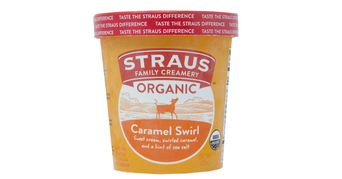 Straus Family Creamery Ice Cream, Caramel Swirl, Organic Azure Standard