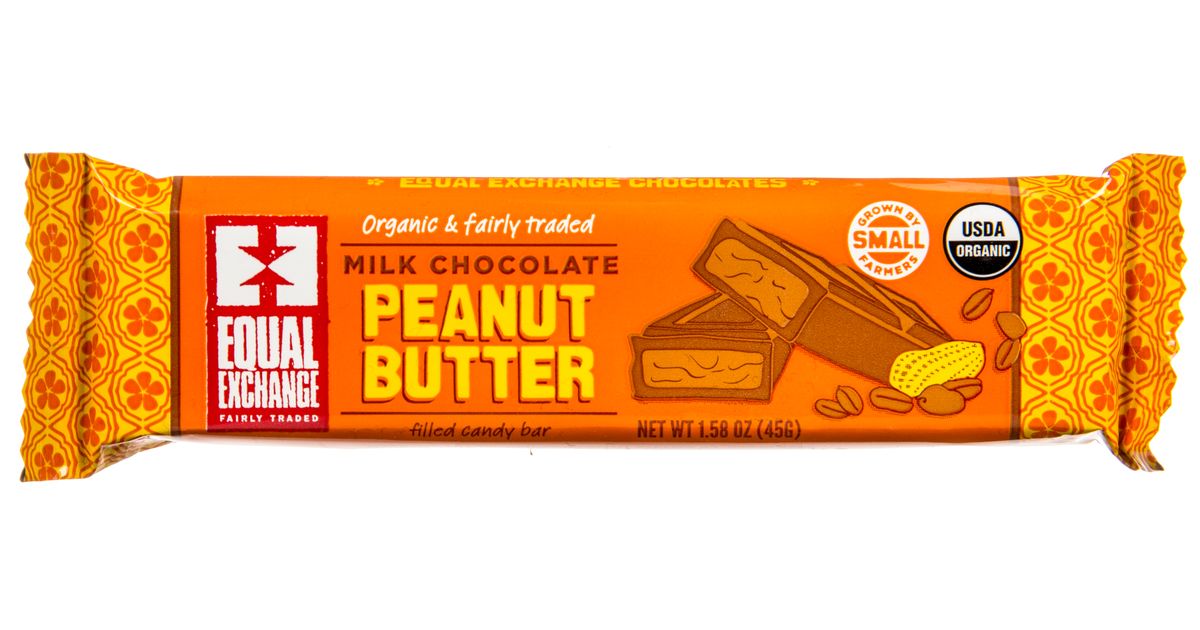Equal Exchange Peanut Butter Candy Bar, Milk Chocolate, Organic Azure