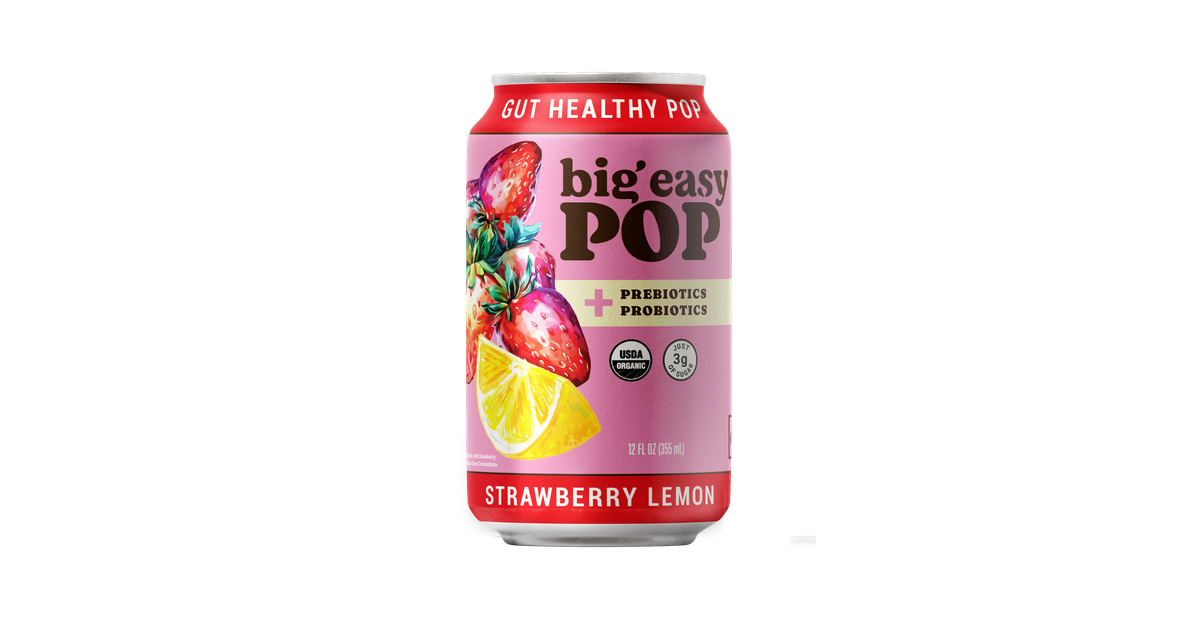 Big Easy Pop Gut Healthy Pop, Strawberry Lemon, Organic - Azure
