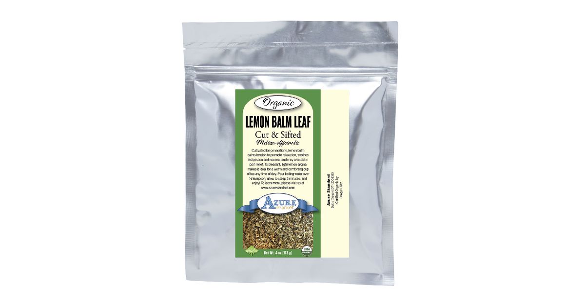 Azure Market Organics Lemon Balm Leaf, Cut & Sifted, Organic