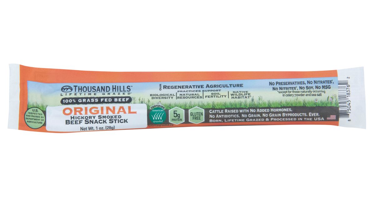 Thousand Hills Beef Snack Stick, Shelf Stable, Original Azure Standard