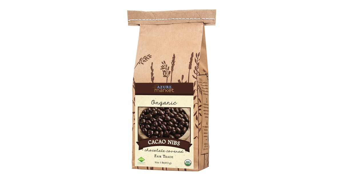 cacao Blue Stripes Dark Chocolate Covered Whole Cacao Beans, 3.5