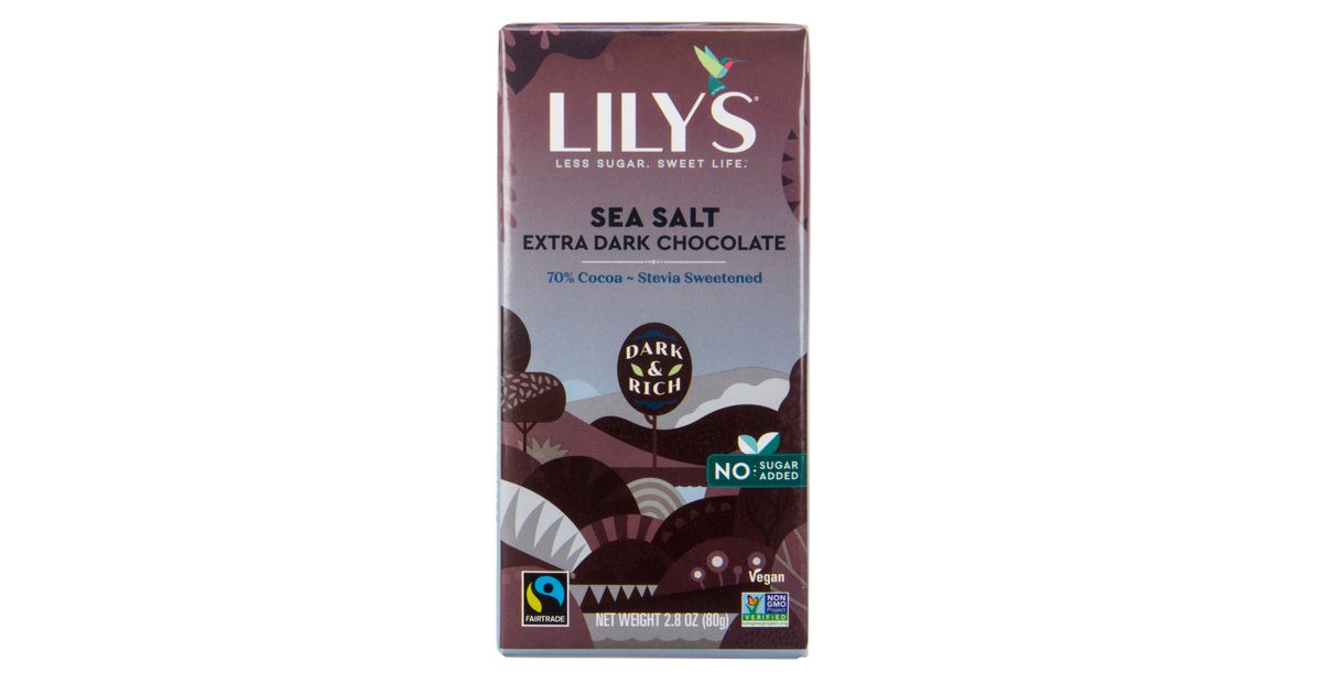 Lily's Chocolate Bar, 70% Extra Dark, Sea Salt, Stevia Sweet ...