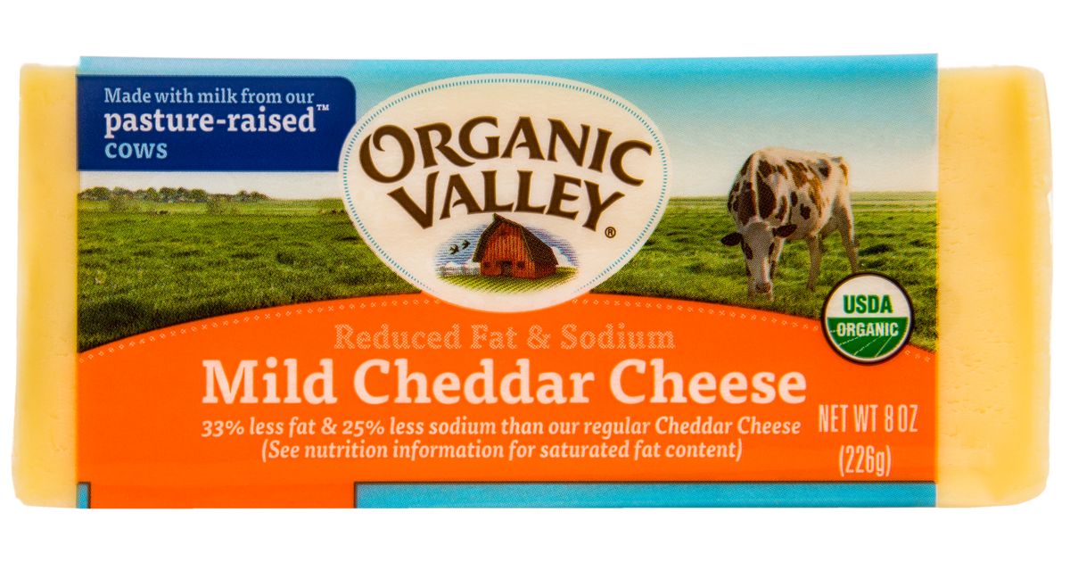 Organic Valley Cheddar Cheese, Low Sodium, Low Fat, Organic Azure Standard