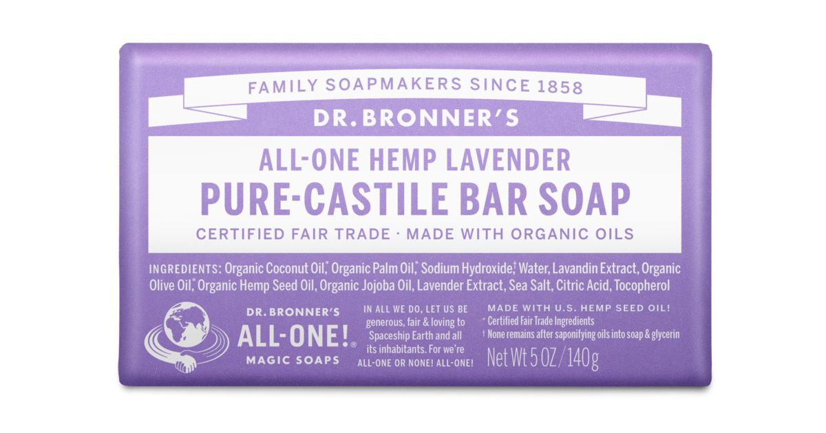 Dr Bronners Bar Soap, Pure-Castile, All-One Hemp Lavender - 5 oz