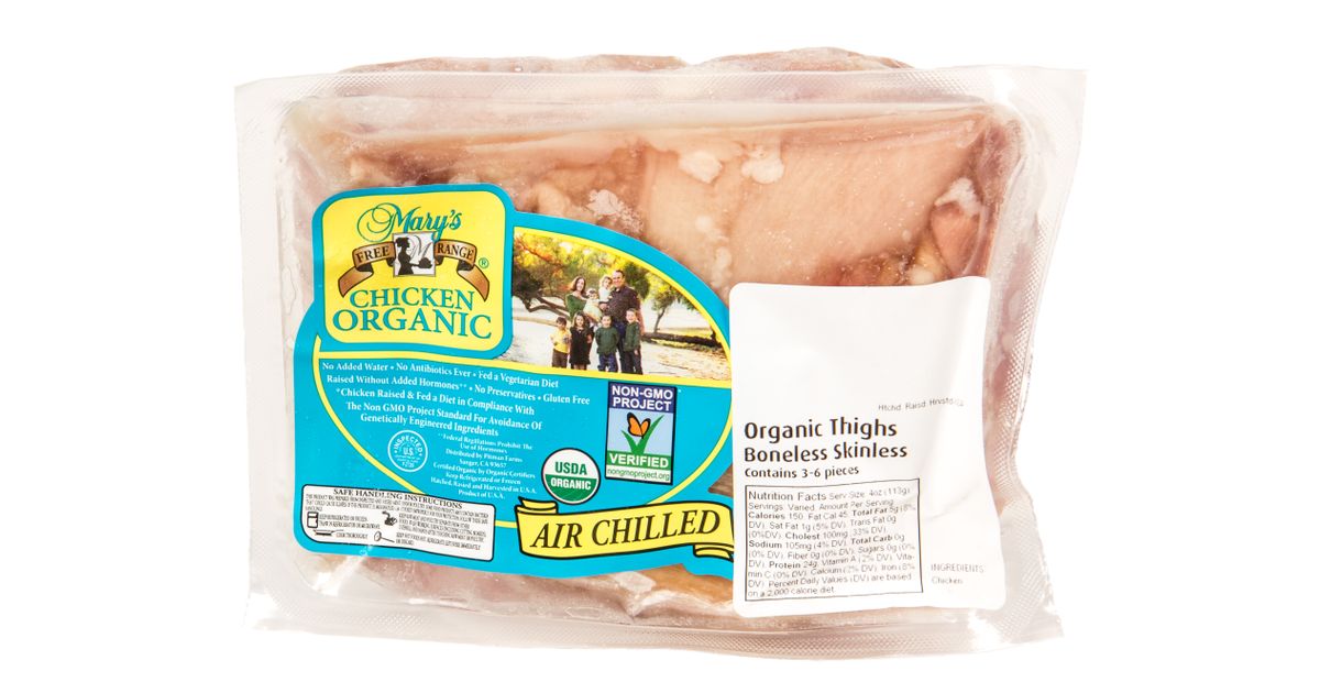 Mary's Chicken Thigh, Boneless & Skinless, Organic, Frozen, Random