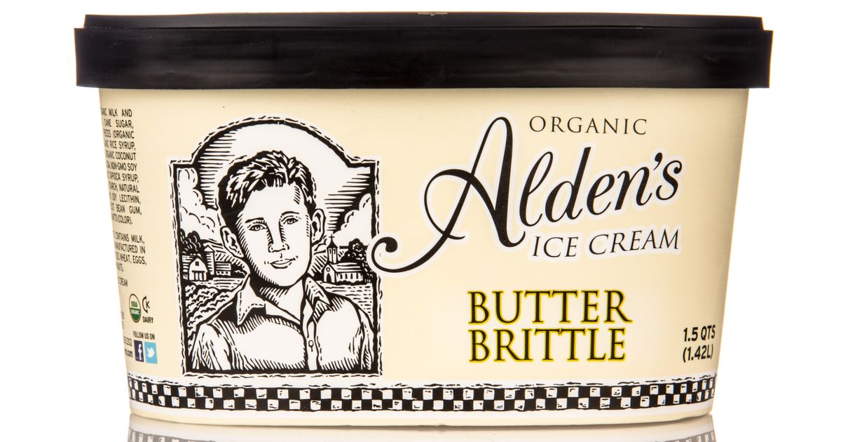 Alden's Butter Brickle Ice Cream, Frozen, Organic Azure Standard