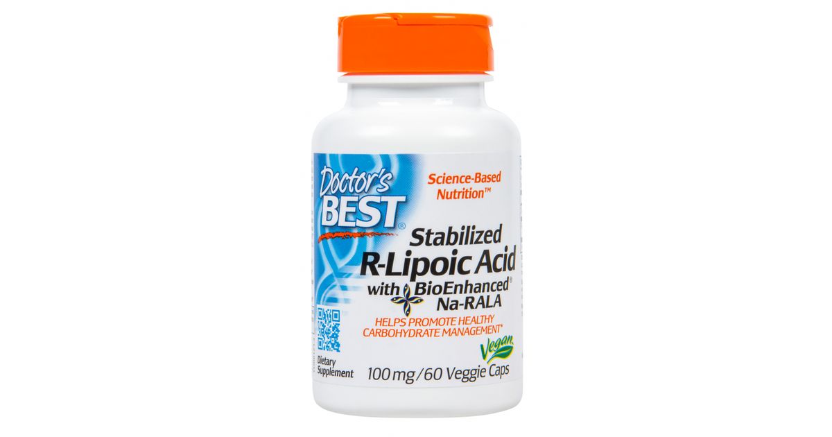 Doctor's Best Stabilized R-Lipoic Acid with Bioenhanced NA-RALA 100mg ...