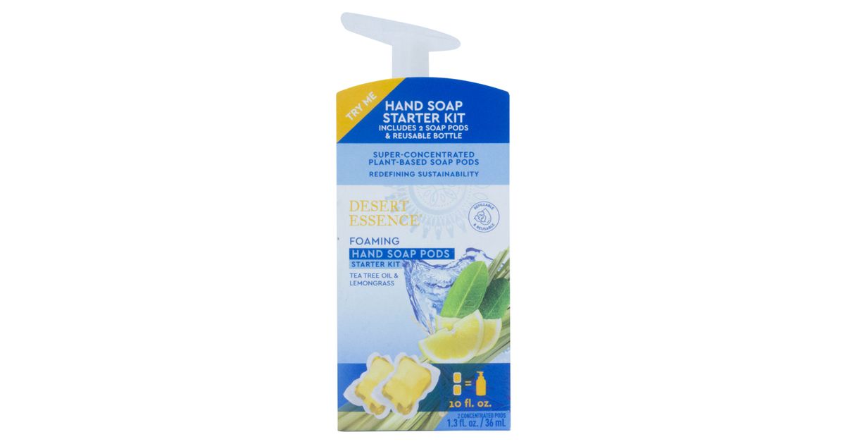 Desert Essence Foaming Hand Soap Pods Starter Kit, Lemongrass Azure