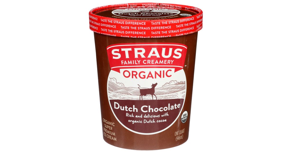Straus Family Creamery Ice Cream, Dutch Chocolate, Organic - Azure