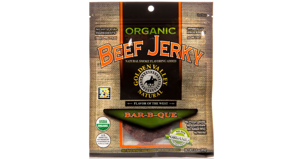 Golden Valley Natural Beef Jerky, BarBQue, Organic Azure Standard