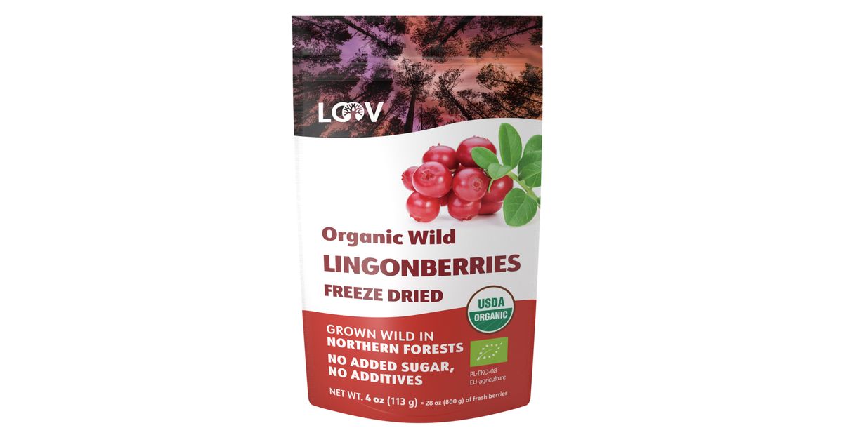 LOOV Wild Lingonberry Whole Berries, Freeze-Dried, Organic - Azure Standard
