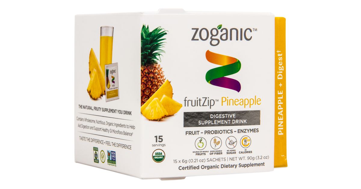 painapple Zoganic FruitZip, Drink Mix, Pineapple, Digestive - Azure Standard