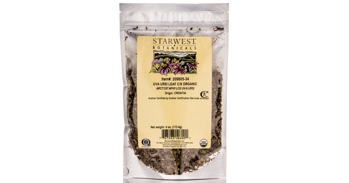 Starwest Uva Ursi Leaf, Cut & Sifted, Organic Azure Standard