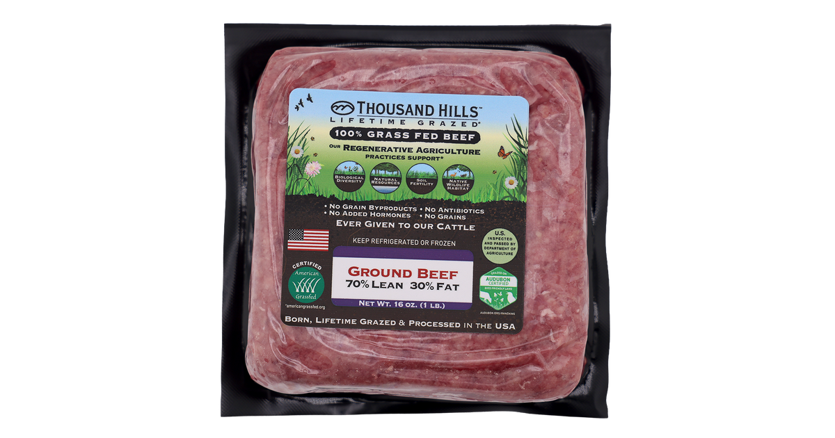 Thousand Hills Ground Beef, 70/30, Grass-Fed, Frozen - Azure Standard