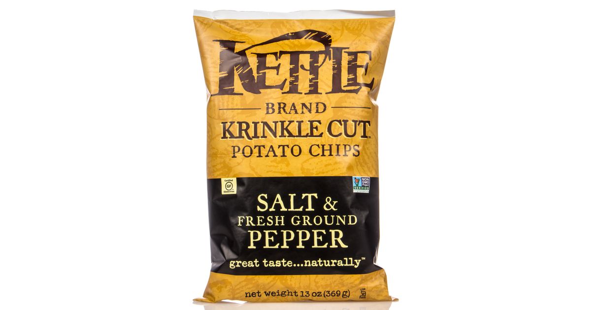 Kettle Brand Potato Chips, Salt & Fresh Ground Pepper, Krinkle Cut