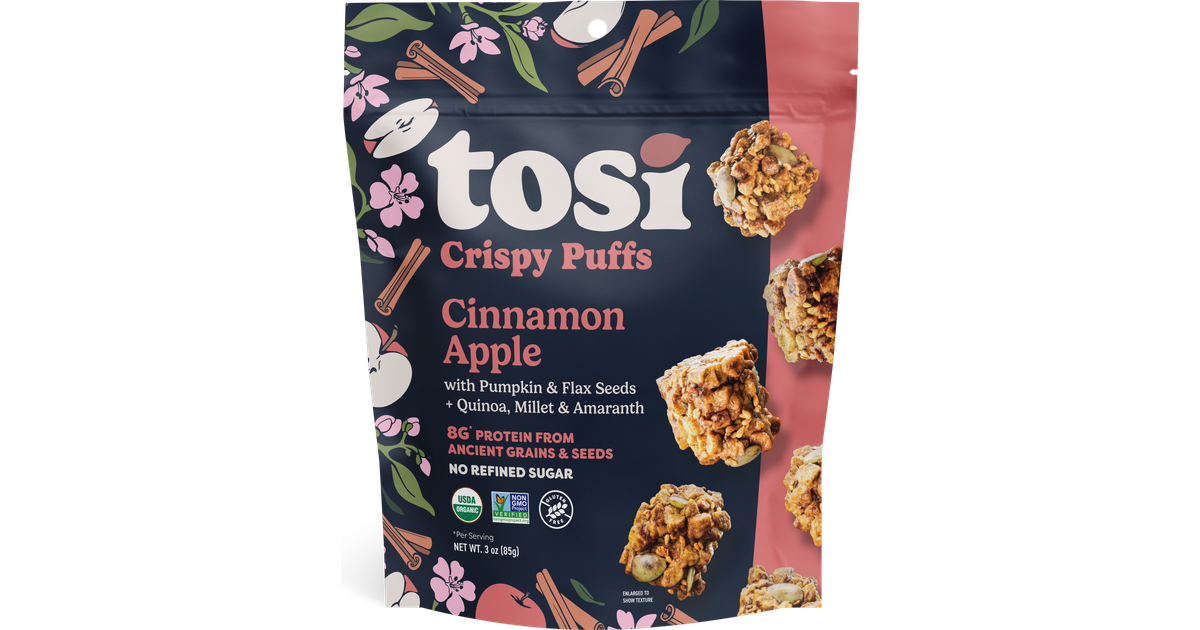 Tosi Nut Free Puffs, Cinnamon Apple, Organic - Azure Standard