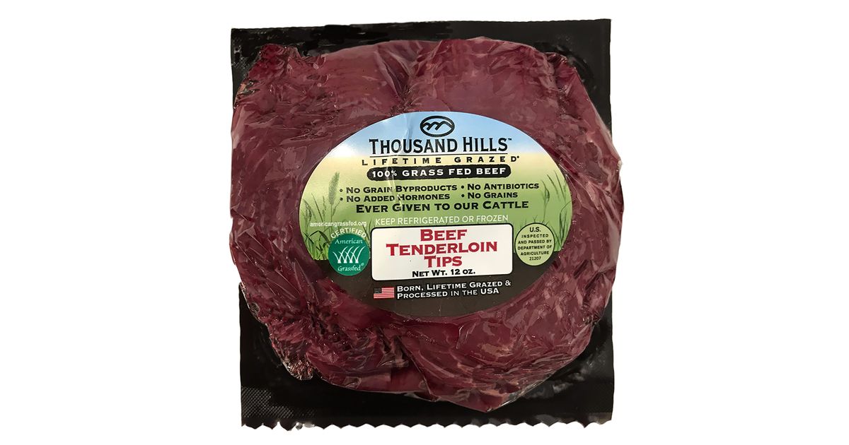 Thousand Hills Beef Tenderloin Tips, GrassFed, Frozen Azure Standard