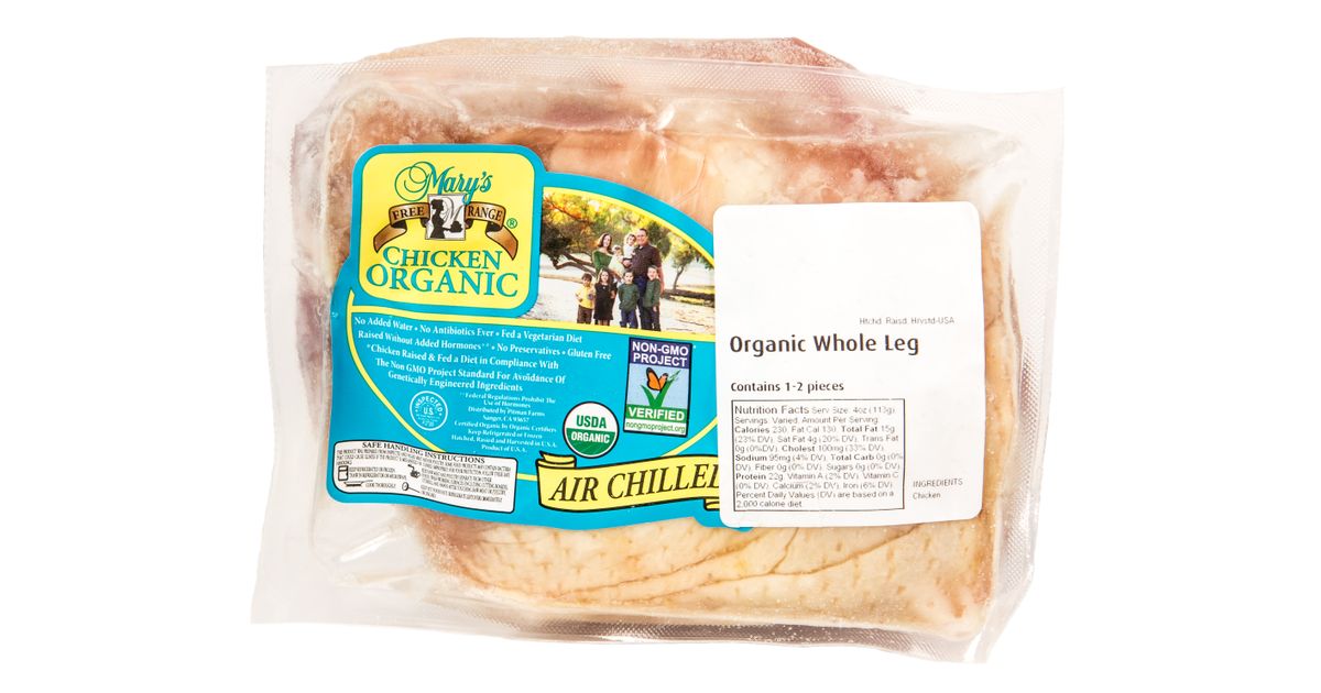 Mary's Chicken, Whole Leg, Organic, Frozen, Random Weight Azure Standard