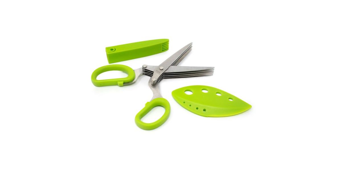 Norpro Multi Blade Herb Scissors 8.25 inch with Blade Cleaner, Green ...
