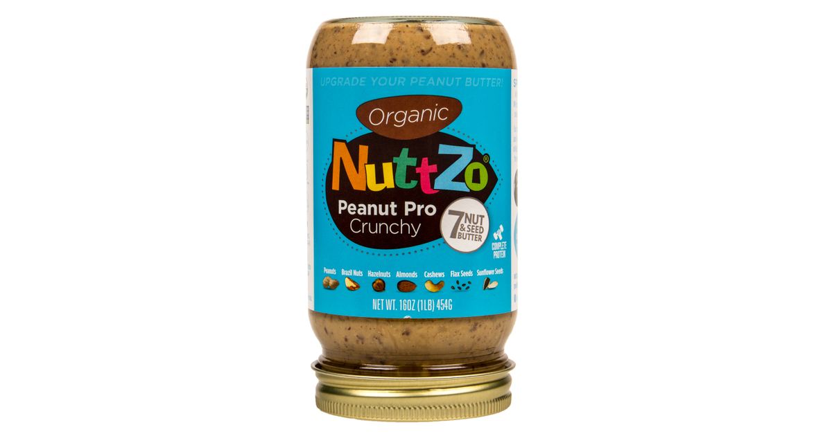 NuttZo Seven Nut & Seed Butter, Peanut Pro, Crunchy, Organic Azure