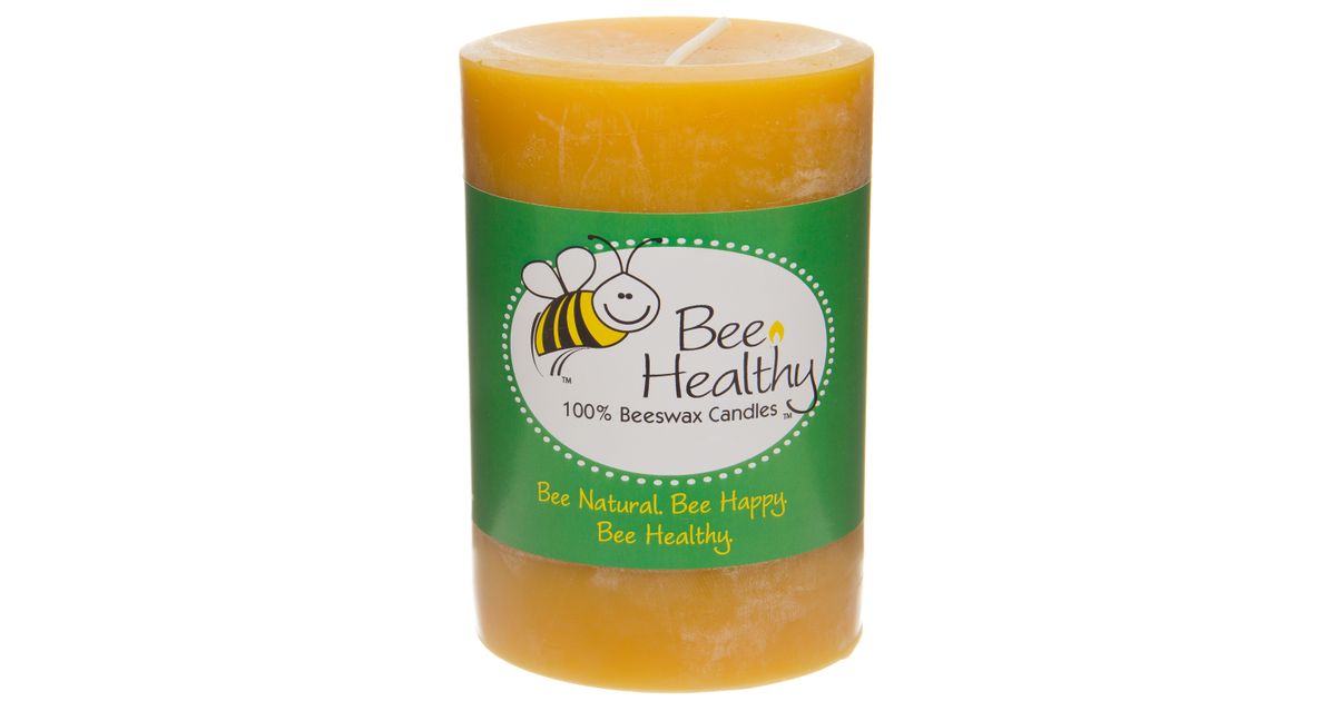 Bee Healthy Candles Candle, Beeswax, Pillar 3 inch x 4 inch Azure