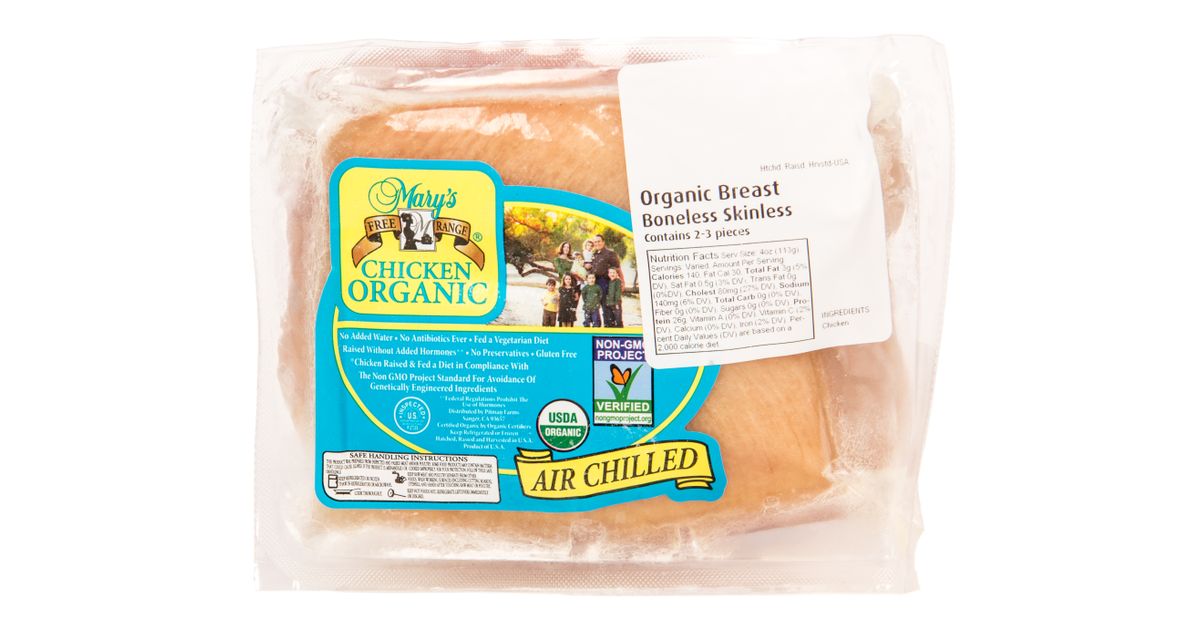 Mary's Chicken Breast, Boneless & Skinless, Organic, Frozen, Random