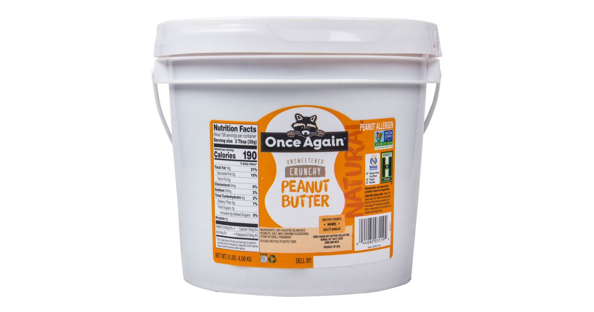 Once Again Nut Butter, Inc. Peanut Butter, Unsweetened, Crunchy Azure