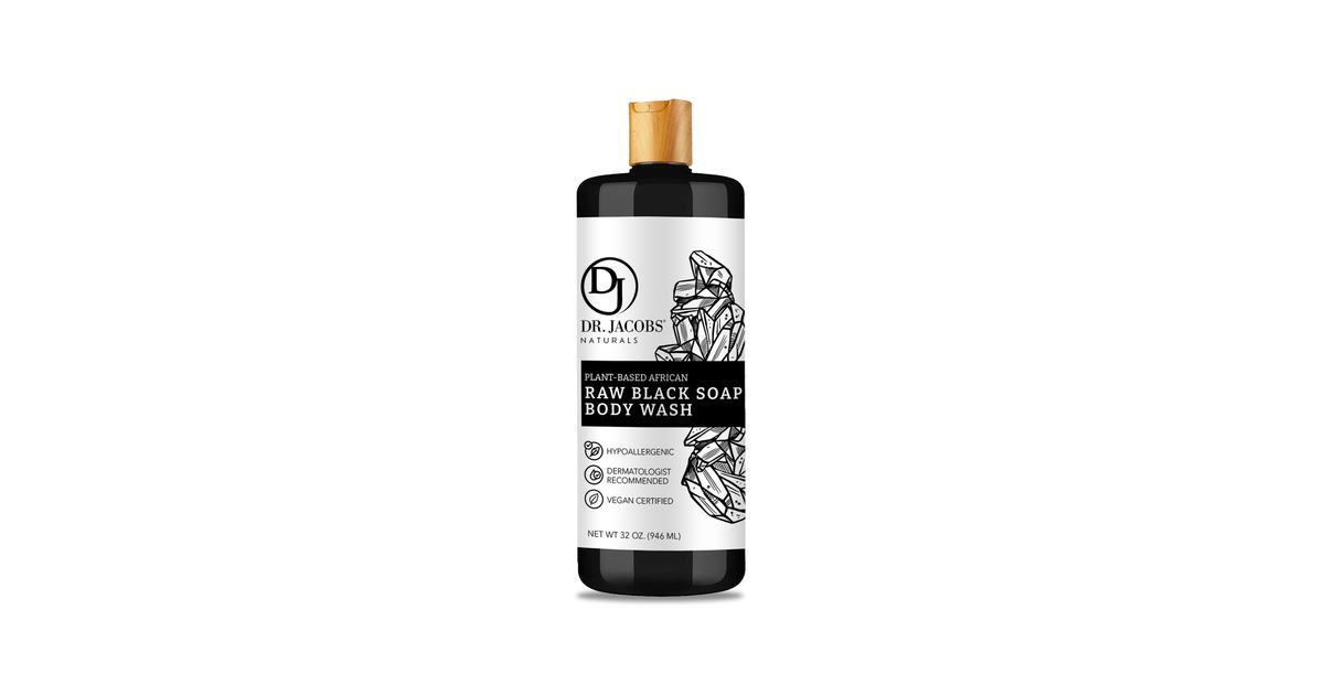 Dr. Jacobs Naturals Black Soap Body Wash, Plant Based Raw - Azure