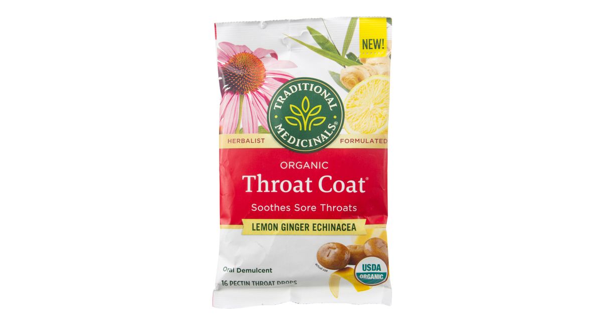 Traditional Medicinals Throat Coat, Lemon Ginger Echinacea, Organic Azure Standard