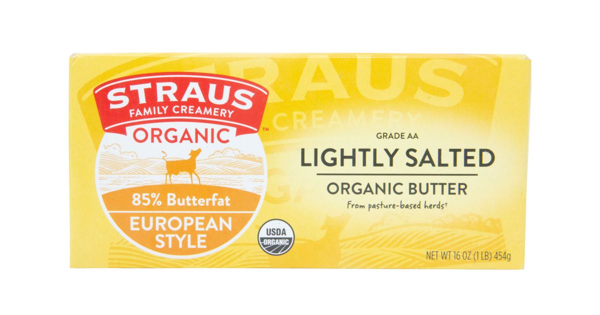 Straus Family Creamery European Style Butter, Salted, Organic Azure