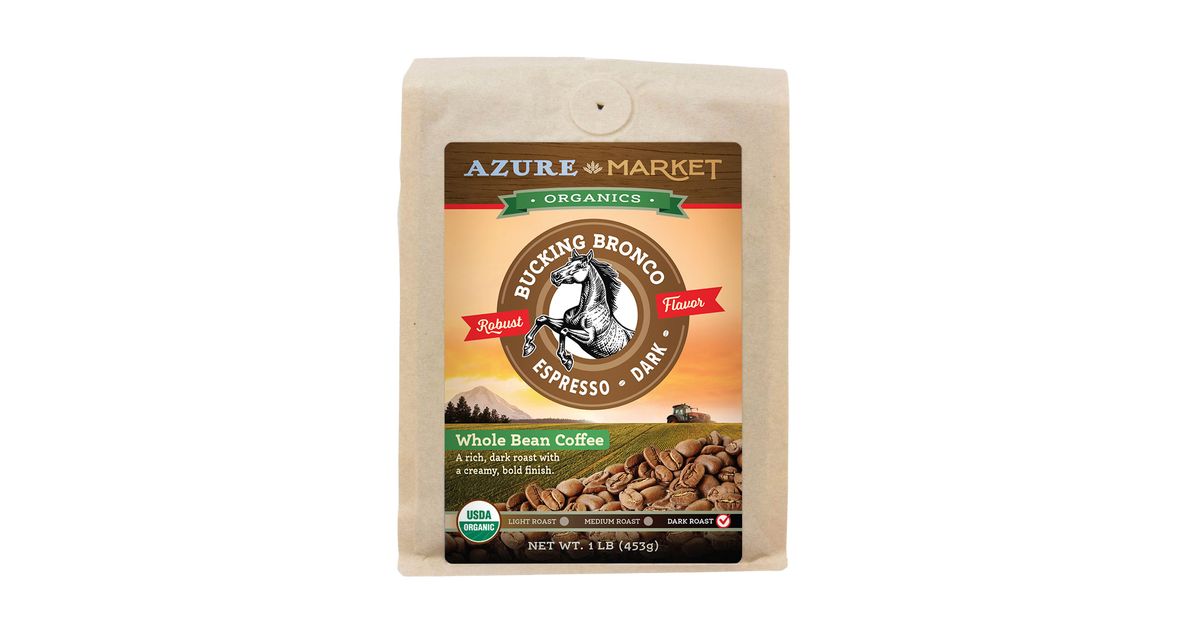 Azure Market Organics Coffee Whole Bean, Espresso, Dark Roast