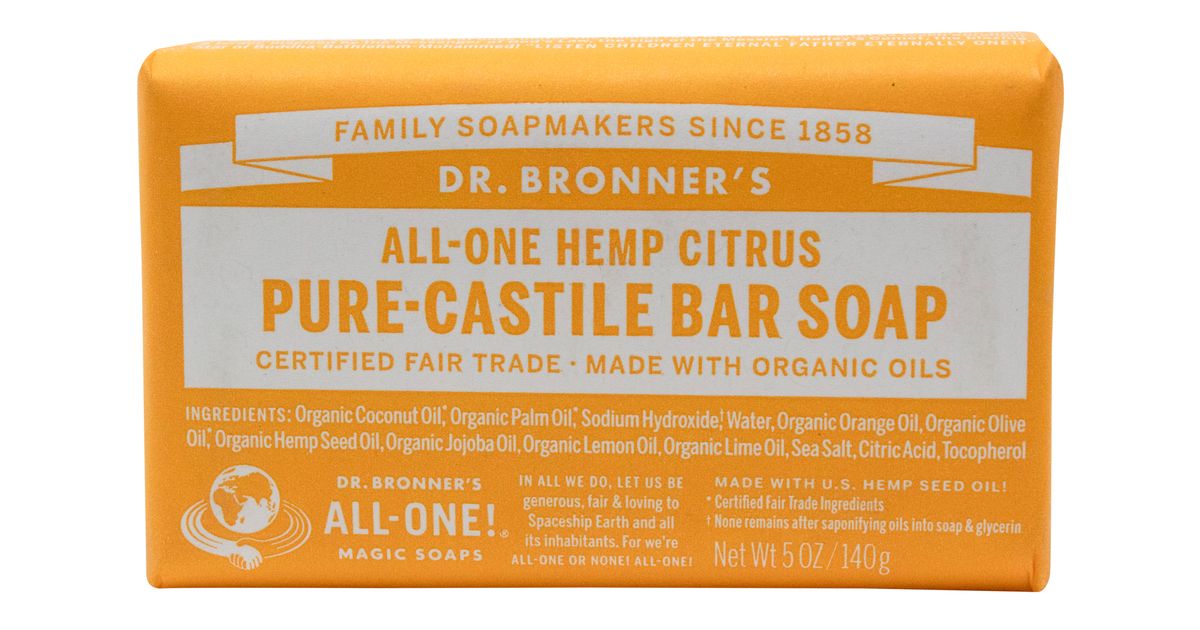 Dr Bronner Pure Castile Bar Soap, Citrus - Azure Standard
