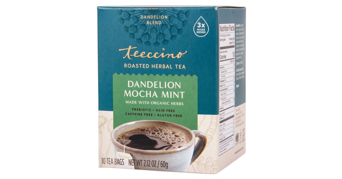 Teeccino Dandelion Mocha Mint, Roasted, Herbal Tea Bag - Azure