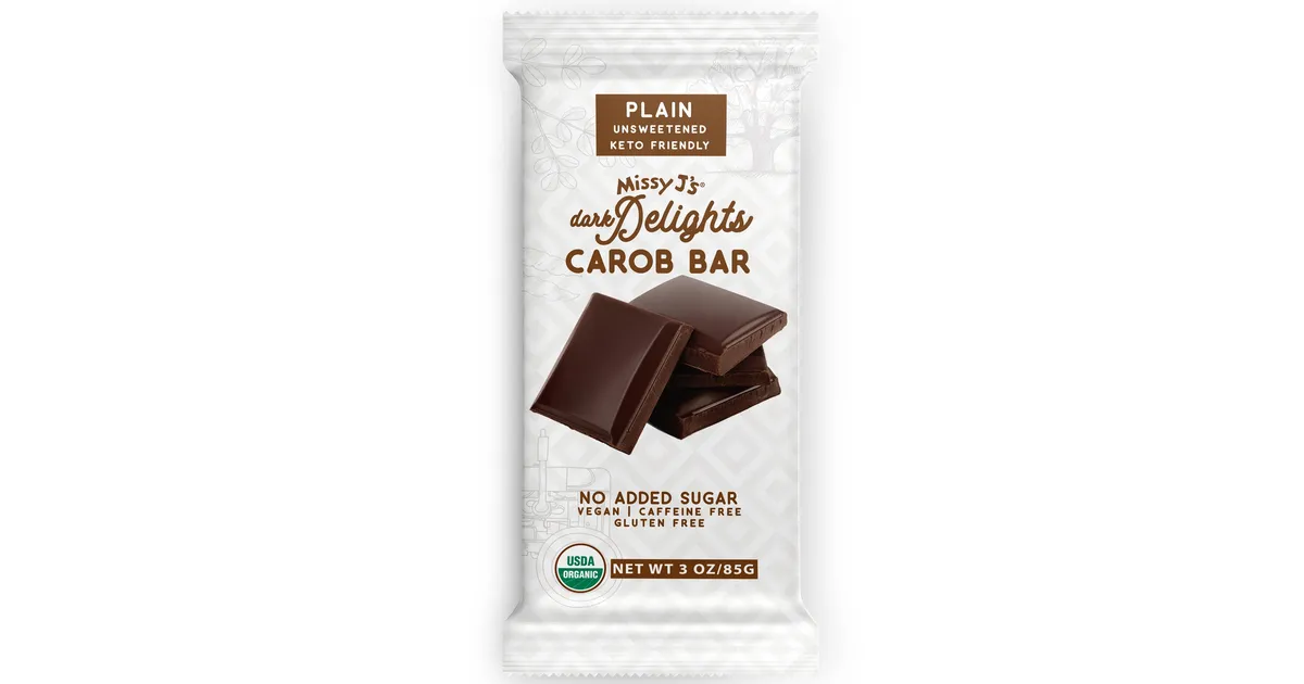 Missy J's Dark Delight Carob Candy Bar, Unsweetened, Organic Azure
