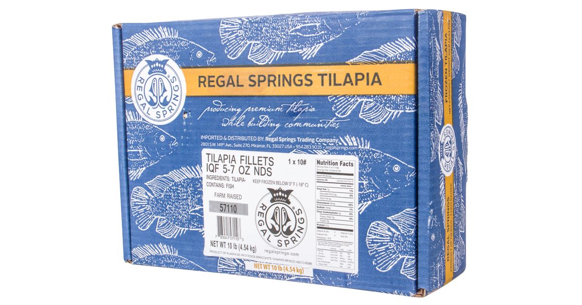 Regal Springs Tilapia, Fillets, Frozen - Azure Standard