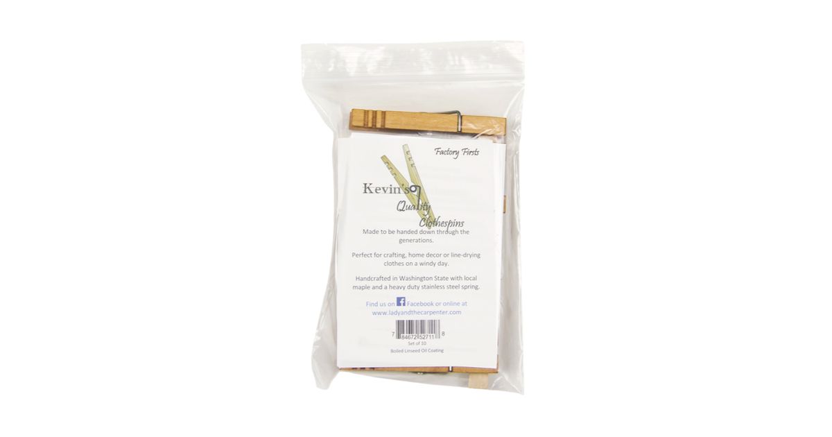 Kevin's Quality Clothespins Clothespins, Lineseed Oil Finish - Azure ...